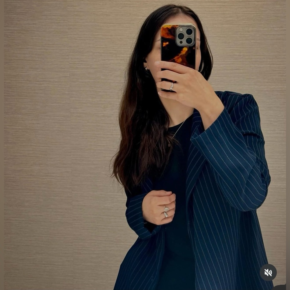 Navy and White Striped Blazer